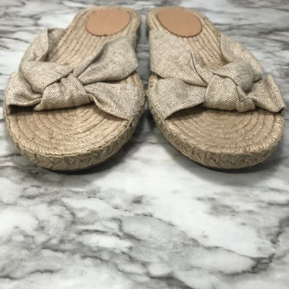 J Crew Knotted Espadrille Tan Gold Tone Slides 8 - Picture 3 of 8